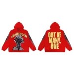 Red Futuristic Cyborg Godspeed Graphic Hoodie