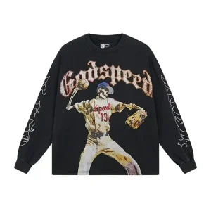 God Speed Baseball Skeleton Black Shirt