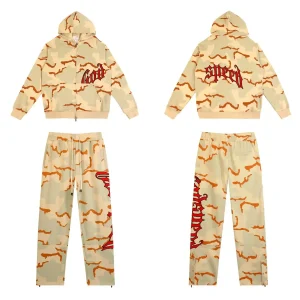 God Speed Camo Tracksuit Beige Set