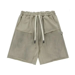 God Speed Distressed Pocket Cream Shorts