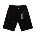 God Speed Monogram Black Denim Shorts