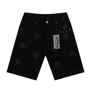 God Speed Monogram Black Denim Shorts
