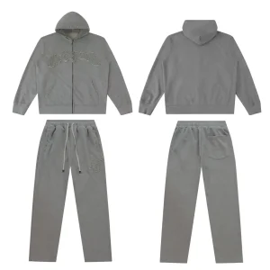 God Speed Rhinestone Grey Zip Tracksuit