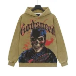 God Speed Skull Graphic Olive Hoodie
