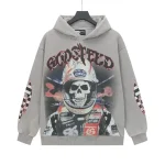 Grey Biker Skeleton Godspeed Hoodie